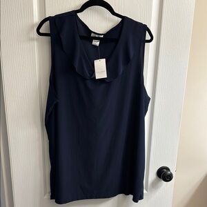 Black Bib Collar Blouse with Smooth Texture